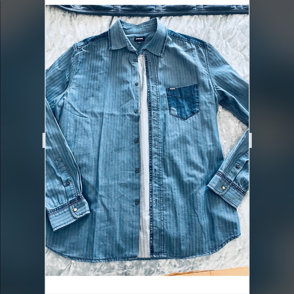 Men’s Diesel lightly distressed denim-look shirt size XL - Picture 1 of 9